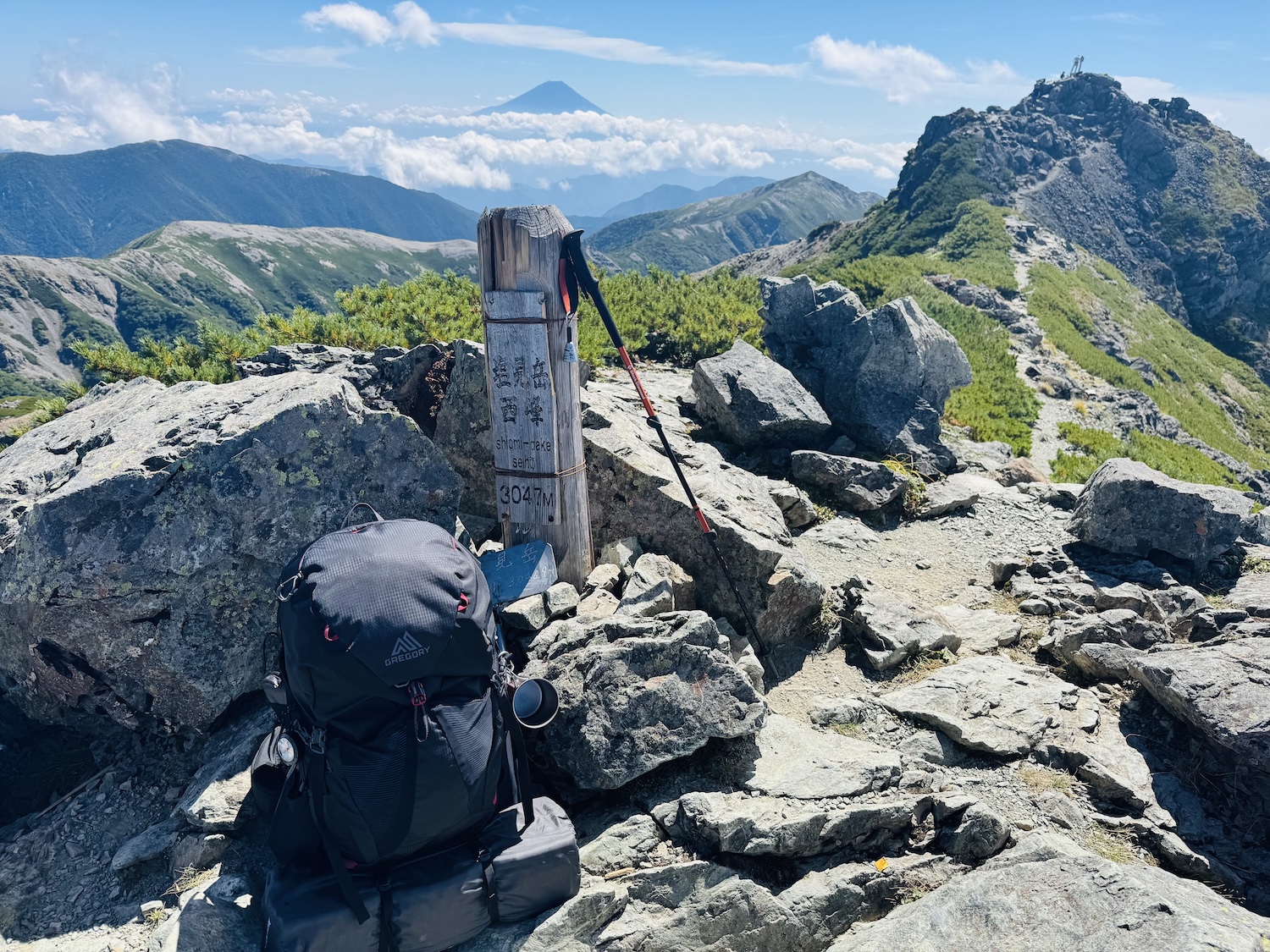 南アルプス仙塩尾根テント泊縦走登山(塩見岳)